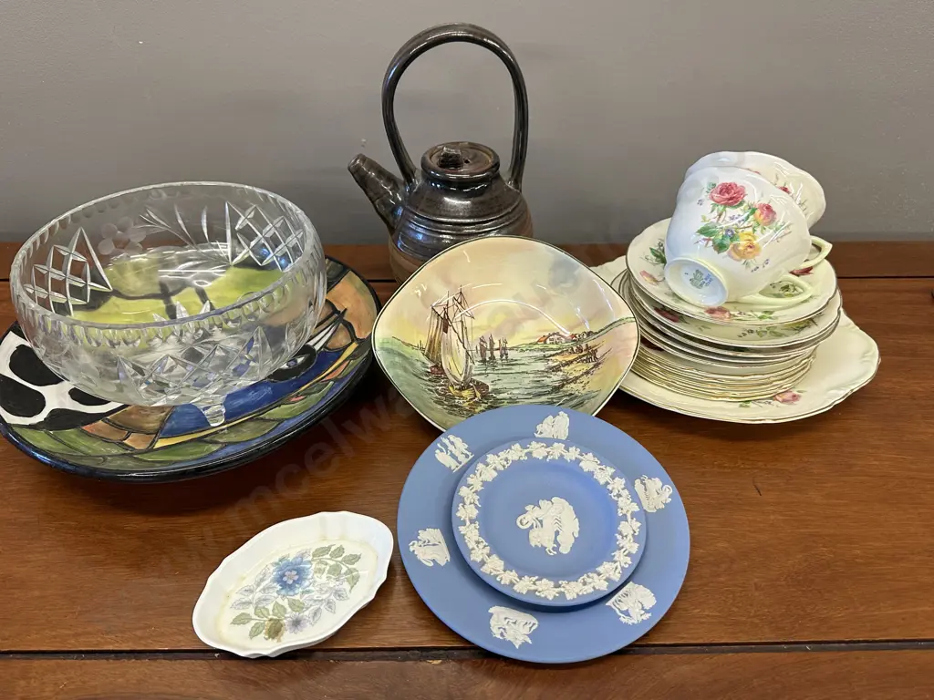 Assorted China Tea Ware, Crystal Bowl, Etc Image 1++